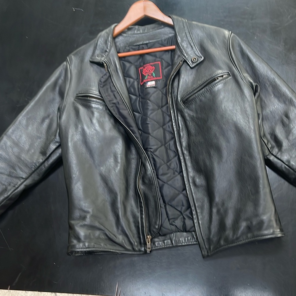 Women’s leather motorcycle jacket
